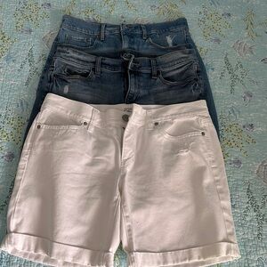 Stylish White and Blue Denim Shorts